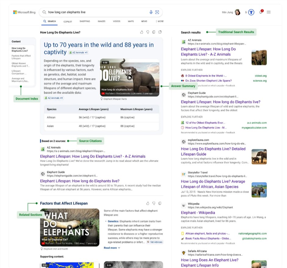 Bing推出新AI搜索体验 将常见的搜索结果列表推到了一边